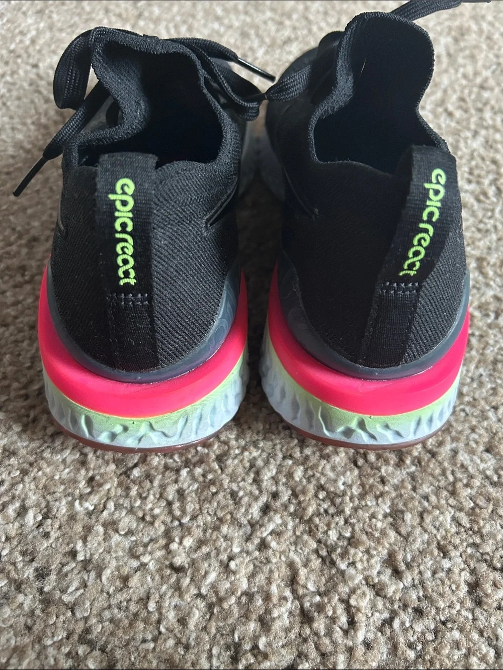 Nike Women’s Black Running Sneakers with Neon Pink & Lime Accents